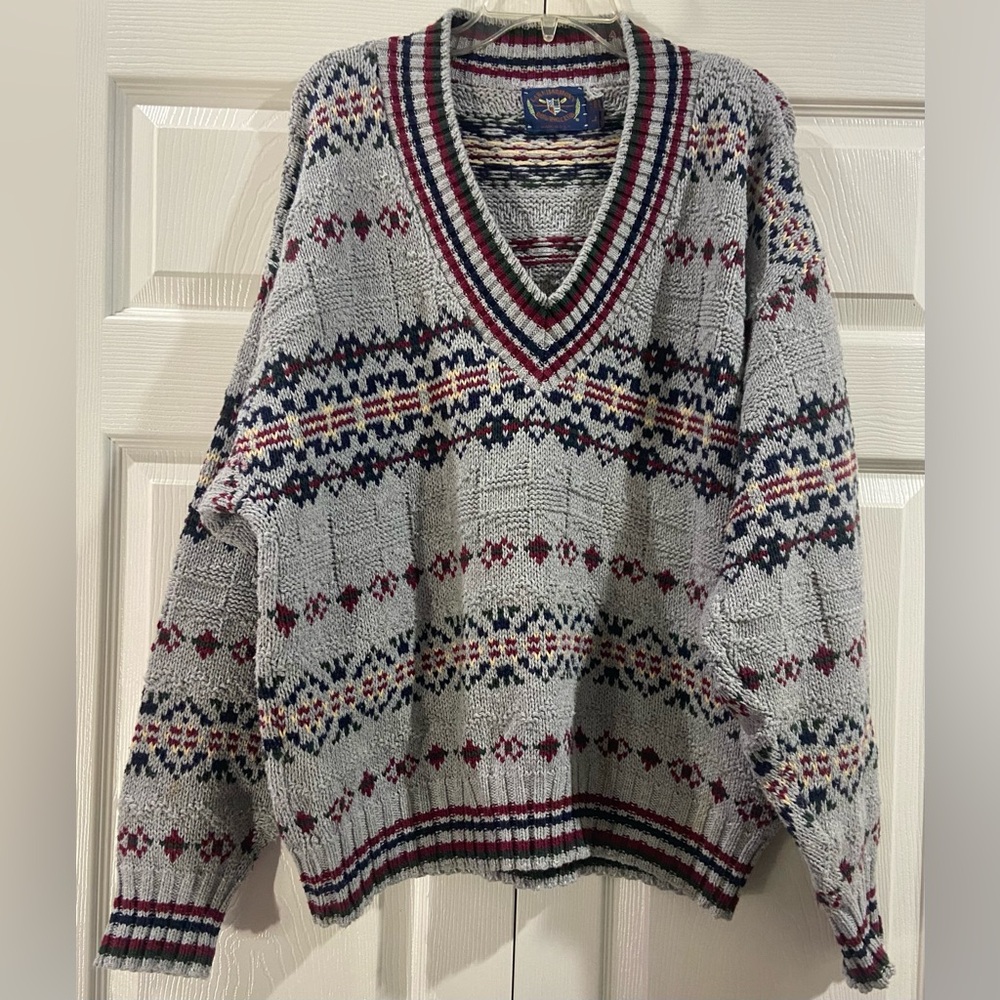 Vtg Lake Harmony Rowing Club V-Neck Sweater Long Sleeve Men’s Size L USA Made